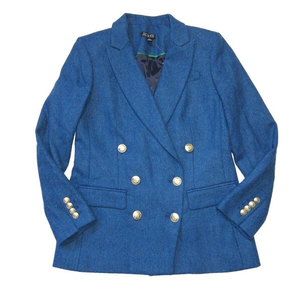 NWT J.Crew Brynn Blazer in Aqua Blue Herringbone English Wool Jacket 12 - Picture 2 of 7